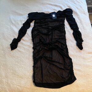 Fashion Nova "Ready in a Ruched" Off the Shoulder Midi Dress